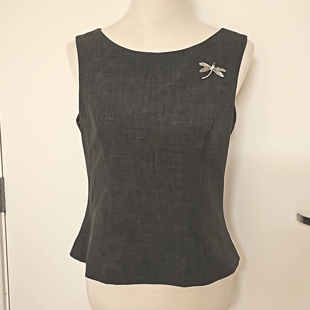 Jessica Howard Mixed Gray Pattern Button Vest Top… - image 1